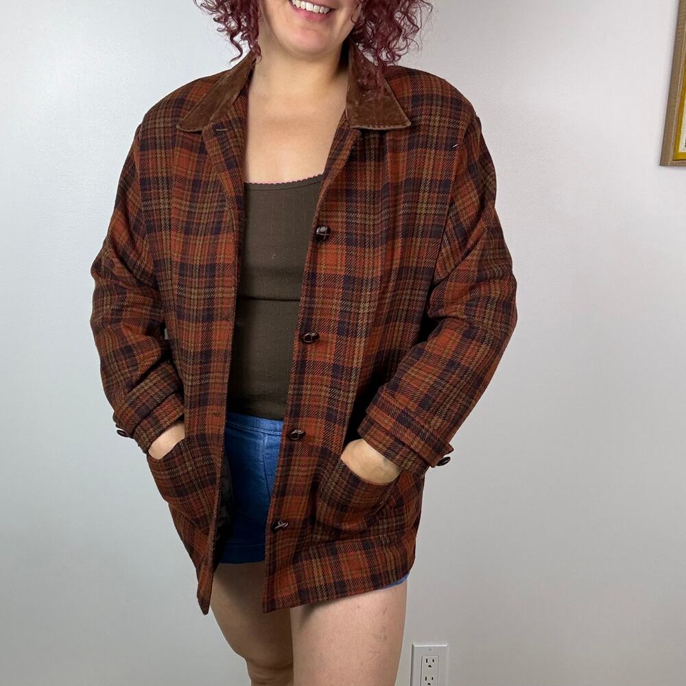 Vintage Norton McNaughton blazer jacket brown plaid size 12